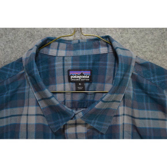 Patagonia Shirt Mens XL Blue Gray Plaid Organic Cotton Button Down Long‎ Sleeve - Picture 7 of 14